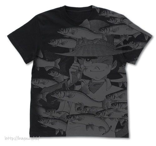 天才小釣手 : 日版 (中碼)「三平三平」黑色 T-Shirt