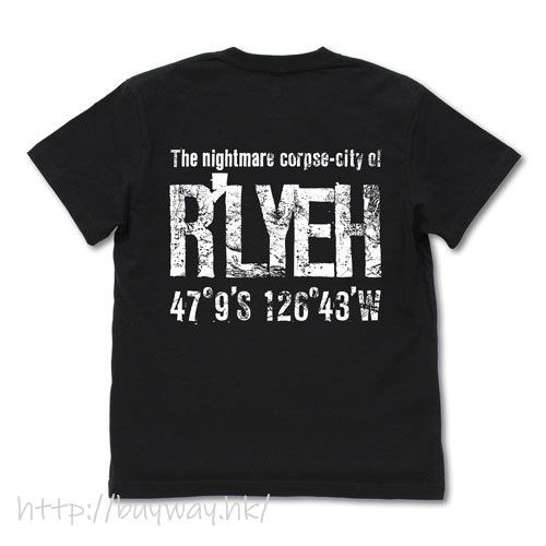 克蘇魯神話 : 日版 (細碼)「米斯卡托尼克大學」購買部 R'LYEH 黑色 T-Shirt