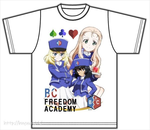 少女與戰車 : 日版 (均碼)「BC自由學園」白色 T-Shirt
