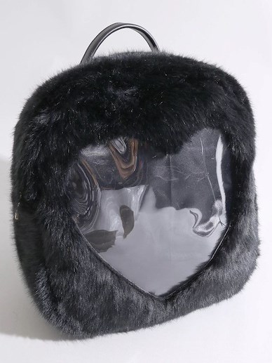周邊配件 WEGO毛毛背囊痛袋 - 黑色 WEGO Heart Window Fur Backpack BLACK【Boutique Accessories】