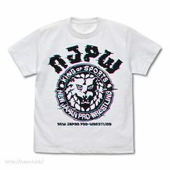 新日本職業摔角 (中碼)「NJPW」獅子標誌 白色 T-Shirt Lion Mark T-Shirt Glitch Ver./WHITE-M【New Japan Pro-Wrestling】