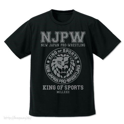 新日本職業摔角 : 日版 (大碼)「NJPW」獅子標誌 吸汗快乾 黑色 T-Shirt