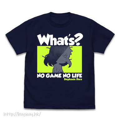 遊戲人生 (加大)「史蒂芬妮」What's? 深藍色 T-Shirt Steph's What's? T-Shirt /NAVY-XL【No Game No Life】