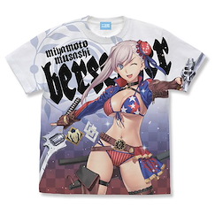 Fate系列 (大碼)「Berserker (宮本武蔵)」全彩 白色 T-Shirt Berserker/Musashi Miyamoto Full Graphic T-Shirt /WHITE-L【Fate Series】