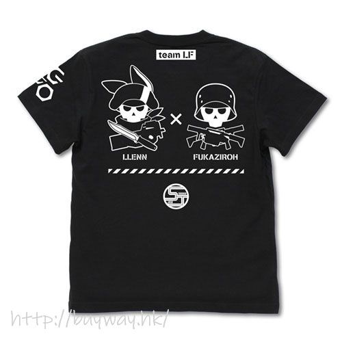 刀劍神域系列 : 日版 (加大)「蓮 + 不可次郎」Team LF 黑色 T-Shirt