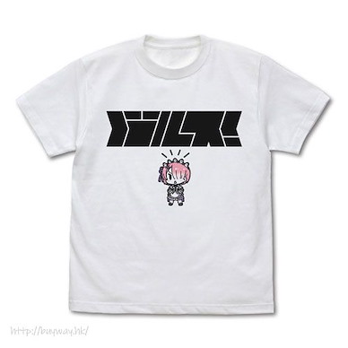 Re：從零開始的異世界生活 (加大)「拉姆」バルス！白色 T-Shirt Ram's "Barusu!" T-Shirt /WHITE-XL【Re:Zero】