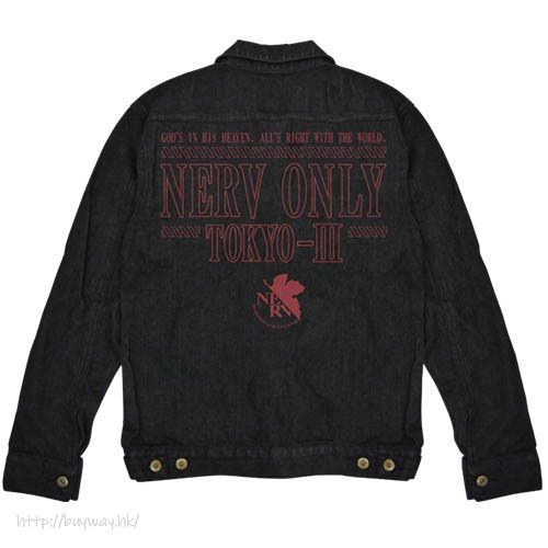 新世紀福音戰士 : 日版 (加大)「NERV」黑色 牛仔 外套