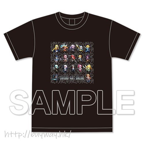刀劍神域系列 : 日版 (中碼) 像素風格圖案 黑色 T-Shirt