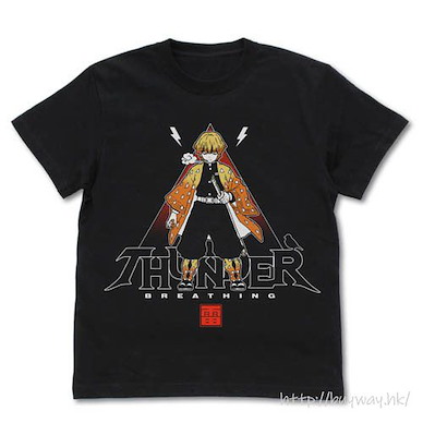 鬼滅之刃 (中碼)「我妻善逸」黑色 T-Shirt Zenitsu Agatsuma T-Shirt /BLACK-M【Demon Slayer: Kimetsu no Yaiba】