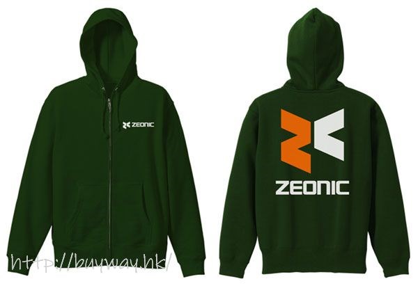 機動戰士高達系列 : 日版 (加大)「ZEONIC企業」常苔蘚綠 連帽拉鏈外套