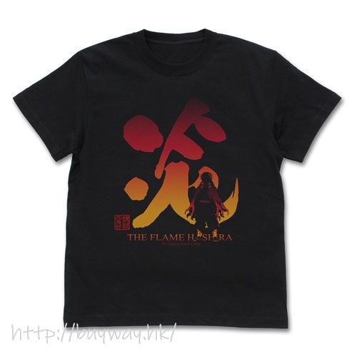 鬼滅之刃 : 日版 (大碼)「煉獄杏壽郎」炎柱 黑色 T-Shirt