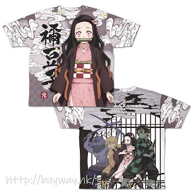 鬼滅之刃 (中碼)「炭治郎 + 禰豆子 + 善逸 + 伊之助」雙面 全彩 T-Shirt Nezuko Kamado Double-sided Full Graphic T-Shirt /M【Demon Slayer: Kimetsu no Yaiba】