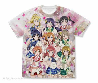LoveLive! 明星學生妹 (細碼)「μ’s」全彩 白色 T-Shirt μ’s Full Graphic T-Shirt /WHITE-S【Love Live! School Idol Project】