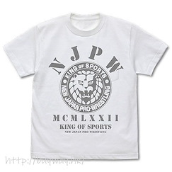 新日本職業摔角 : 日版 (中碼)「NJPW」獅子標誌 白色 T-Shirt