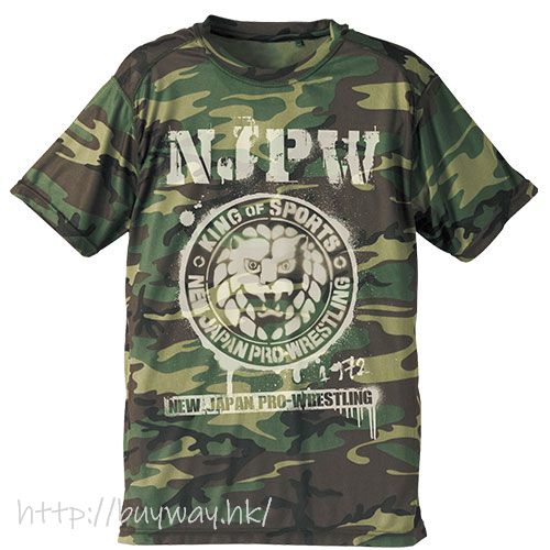 新日本職業摔角 日版 中碼 Njpw 獅子標誌迷彩綠t Shirt Buyway Hk