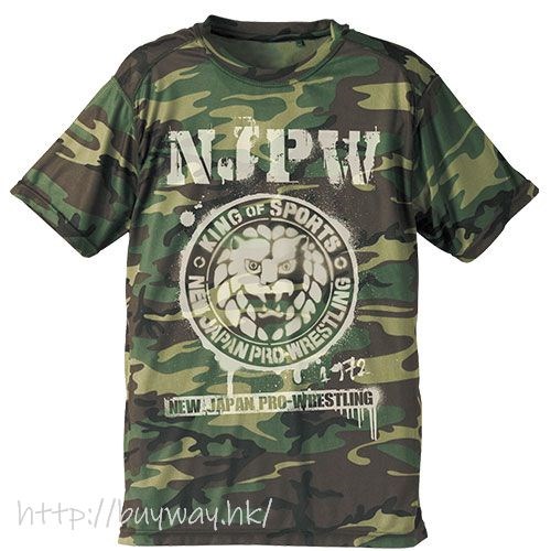 新日本職業摔角 : 日版 (大碼)「NJPW」獅子標誌 迷彩綠 T-Shirt