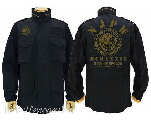 新日本職業摔角 : 日版 (大碼)「NJPW」獅子標誌 M-65 黑色 外套