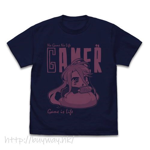 遊戲人生 : 日版 (大碼)「白」Game is Life 深藍色 T-Shirt