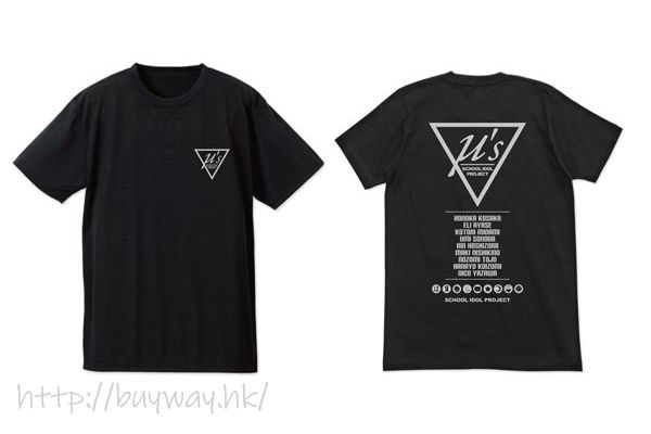 LoveLive! 明星學生妹 : 日版 (大碼)「μ's」吸汗快乾 黑色 T-Shirt