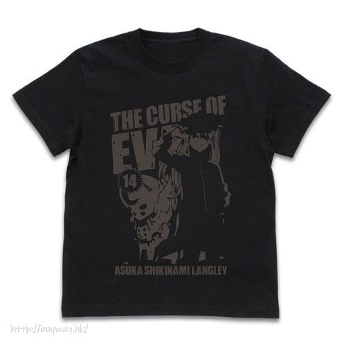 新世紀福音戰士 : 日版 (中碼)「明日香」THE CURSE OF EVA 2號機 黑色 T-Shirt
