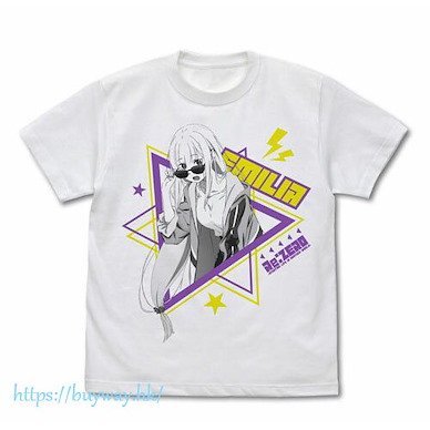 Re：從零開始的異世界生活 (細碼)「艾米莉婭」街頭時尚 白色 T-Shirt Emilia T-Shirt Street Fashion Ver./WHITE-S【Re:Zero】