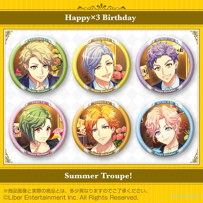 A3! : 日版 「夏組」收藏徽章 ~Happy×3 Birthday Summer Troupe!~ (6 個入)