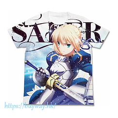 Fate系列 (大碼)「Saber (Altria Pendragon)」騎士王 全彩 T-Shirt Fate/Zero King of Knights Saber Full Graphic T-Shirt / WHITE - L【Fate Series】