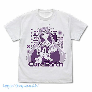 光之美少女系列 (大碼)「風鈴明日美 地球天使」白色 T-Shirt Cure Earth T-Shirt /WHITE-L【Pretty Cure Series】
