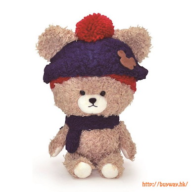 小熊學校 「Mary」紅藍冷帽 公仔 Red/Navy Knit hat Mokomoko Mary Plush S【The Bear's School】