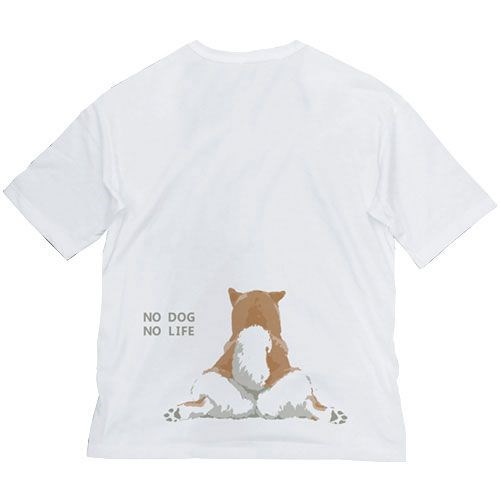 世界末日與柴犬同行 : 日版 (大碼)「小春」坐下 石原雄先生設計 半袖 白色 T-Shirt