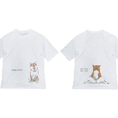 世界末日與柴犬同行 (加大)「小春」坐下 石原雄先生設計 半袖 白色 T-Shirt Yuu Ishihara Design Sitting Haru-san Big Silhouette T-Shirt /WHITE-XL【Doomsday With My Dog】