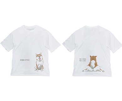 世界末日與柴犬同行 (大碼)「小春」坐下 石原雄先生設計 半袖 白色 T-Shirt Yuu Ishihara Design Sitting Haru-san Big Silhouette T-Shirt /WHITE-L【Doomsday With My Dog】