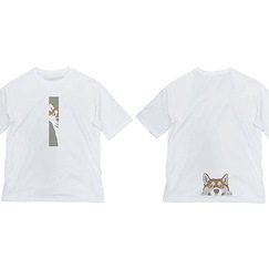 世界末日與柴犬同行 (大碼)「小春」石原雄先生設計 半袖 白色 T-Shirt Yuu Ishihara Design Haru-san Chirari Big Silhouette T-Shirt /WHITE-L【Doomsday With My Dog】