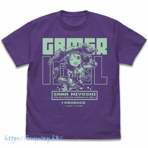 偶像大師 灰姑娘女孩 : 日版 (大碼)「三好紗南」PikoPiko Gamer 紫羅蘭色 T-Shirt