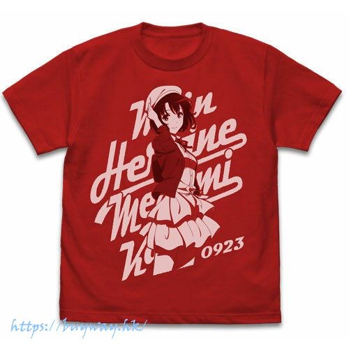 不起眼女主角培育法 : 日版 (細碼)「加藤惠」復古 紅色 T-Shirt