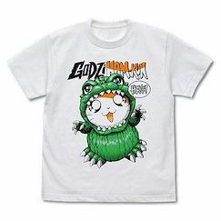 哈姆太郎 (大碼)「哈姆太郎」哥斯拉 白色 T-Shirt GodziHam-kun T-Shirt /WHITE-L【Hamtaro】