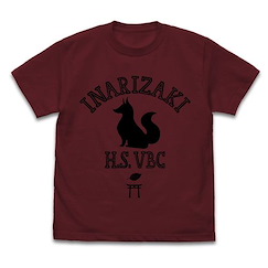 排球少年!! (加大)「稻荷崎高校」排球部 酒紅色 T-Shirt Inarizaki High School Volleyball Club T-Shirt /BURGUNDY-XL【Haikyu!!】