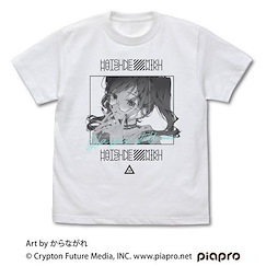 VOCALOID系列 : 日版 (大碼)「初音未來」 からながれVer. 白色 T-Shirt