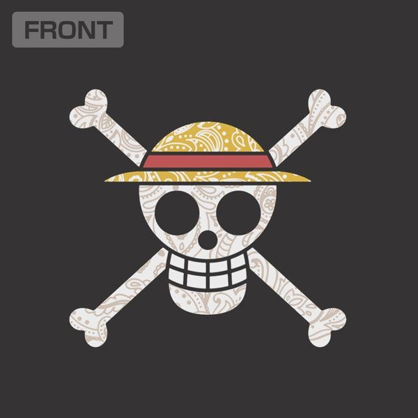 海賊王 : 日版 (中碼)「草帽海賊團」海賊旗 墨黑色 T-Shirt