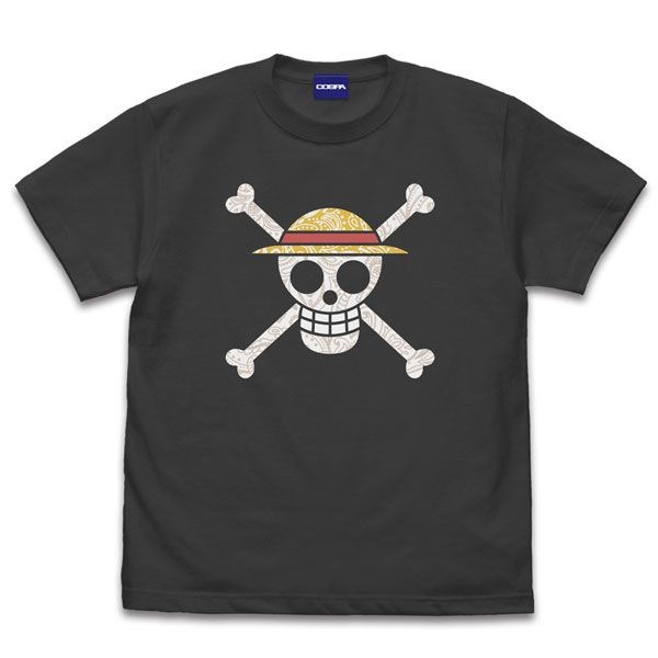 海賊王 : 日版 (大碼)「草帽海賊團」海賊旗 墨黑色 T-Shirt