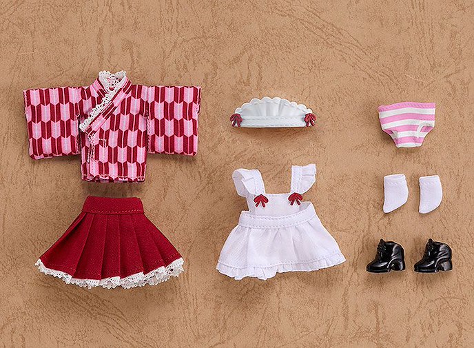 日版 黏土娃 服裝套組 和風女僕 櫻色