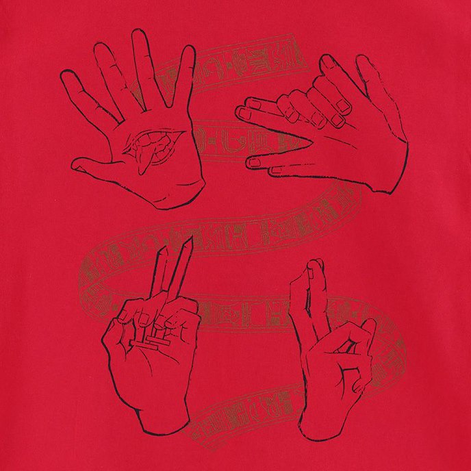 咒術迴戰 : 日版 (大碼) 手形圖案 紅色 T-Shirt