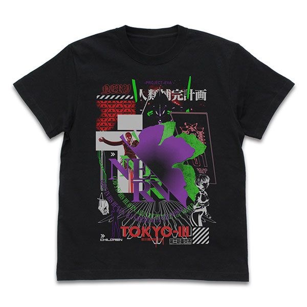 新世紀福音戰士 : 日版 (大碼)「NERV」TOKYO-III 黑色 T-Shirt
