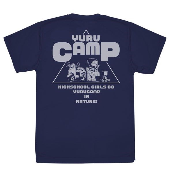 搖曳露營△ : 日版 (加大)「YURUCAMP」吸汗快乾 深藍色 T-Shirt