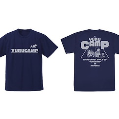 搖曳露營△ : 日版 (中碼)「YURUCAMP」吸汗快乾 深藍色 T-Shirt