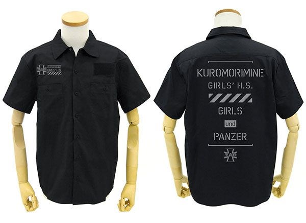 少女與戰車 : 日版 (中碼)「黑森峰女子學園」黑色 工作襯衫
