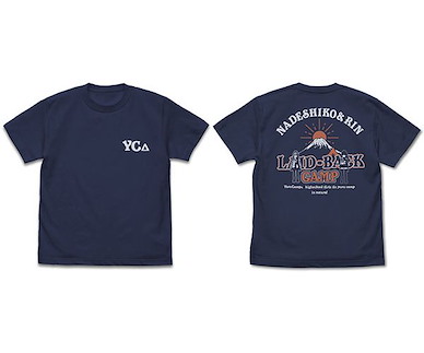 搖曳露營△ (大碼)「各務原撫子 + 志摩凜」富士山 藍紫色 T-Shirt Mount. Fuji, Nadeshiko & Rin T-Shirt /INDIGO-L【Laid-Back Camp】