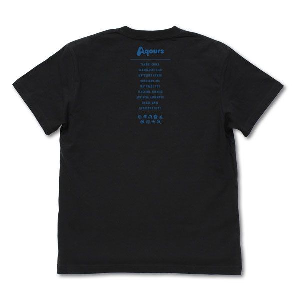 LoveLive! Sunshine!! : 日版 (細碼)「Aqours」霓虹燈 Style 黑色 T-Shirt