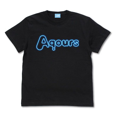 LoveLive! Sunshine!! (中碼)「Aqours」霓虹燈 Style 黑色 T-Shirt Aqours Neon Sign Logo T-Shirt /BLACK-M【Love Live! Sunshine!!】