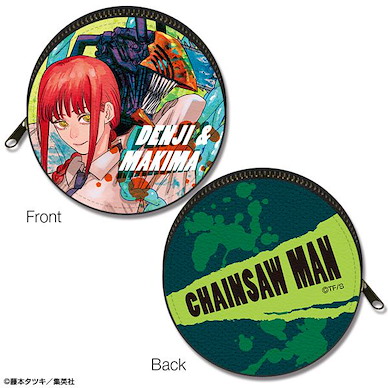 鏈鋸人 「電次 + 瑪奇瑪」圓形皮革收納包 Marutto Leather Case Design 05 (Denji & Makima)【Chainsaw Man】